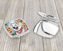 Load image into Gallery viewer, White German Shepherd Luau Compact Mirror – Stylish Purse Mirror with Artistic Covers