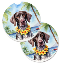 Load image into Gallery viewer, German Shorthaired Pointer Luau Car Coasters – Set of 2 - Absorbent Stone with Fun &amp; Functional Artwork