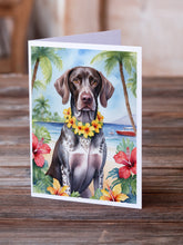 Load image into Gallery viewer, German Shorthaired Pointer Luau Greeting Cards - Blank Note Cards – 8-Pack of Artist-Designed Cards with Envelopes