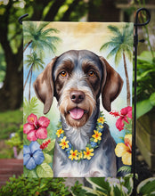 Load image into Gallery viewer, German Wirehaired Pointer Luau Garden Flag – Tropical Dog Decor with Hibiscus &amp; Palm Leaves
