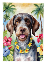 Load image into Gallery viewer, German Wirehaired Pointer Luau Garden Flag – Tropical Dog Decor with Hibiscus &amp; Palm Leaves