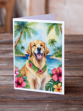 Load image into Gallery viewer, Golden Retriever Luau Greeting Cards - Blank Note Cards – 8-Pack of Artist-Designed Cards with Envelopes