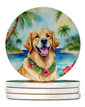 Load image into Gallery viewer, Golden Retriever Luau Large Sandstone Coasters Pack of 4