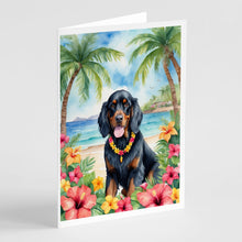 Load image into Gallery viewer, Gordon Setter Luau Greeting Cards - Blank Note Cards – 8-Pack of Artist-Designed Cards with Envelopes