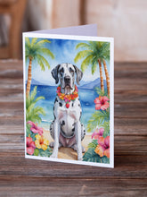 Load image into Gallery viewer, Great Dane Luau Greeting Cards - Blank Note Cards – 8-Pack of Artist-Designed Cards with Envelopes