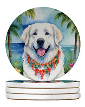 Load image into Gallery viewer, Great Pyrenees Luau Large Sandstone Coasters Pack of 4