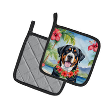 Load image into Gallery viewer, Greater Swiss Mountain Dog Luau Pot Holders - Set of 2 Decorative Kitchen Helpers | Made in the USA