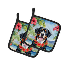 Load image into Gallery viewer, Greater Swiss Mountain Dog Luau Pot Holders - Set of 2 Decorative Kitchen Helpers | Made in the USA