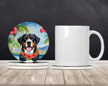 Load image into Gallery viewer, Greater Swiss Mountain Dog Luau Large Sandstone Coasters Pack of 4