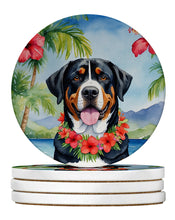 Load image into Gallery viewer, Greater Swiss Mountain Dog Luau Large Sandstone Coasters Pack of 4