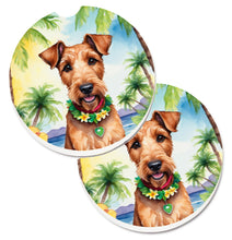 Load image into Gallery viewer, Irish Terrier Luau Car Coasters – Set of 2 - Absorbent Stone with Fun &amp; Functional Artwork