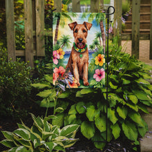 Load image into Gallery viewer, Irish Terrier Luau Garden Flag – Tropical Dog Decor with Hibiscus &amp; Palm Leaves