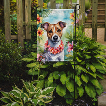 Load image into Gallery viewer, Jack Russell Terrier Luau Garden Flag – Tropical Dog Decor with Hibiscus &amp; Palm Leaves