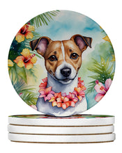 Load image into Gallery viewer, Jack Russell Terrier Luau Large Sandstone Coasters Pack of 4