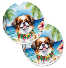 Load image into Gallery viewer, Japanese Chin Luau Car Coasters – Set of 2 - Absorbent Stone with Fun &amp; Functional Artwork