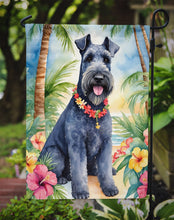 Load image into Gallery viewer, Kerry Blue Terrier Luau Garden Flag – Tropical Dog Decor with Hibiscus &amp; Palm Leaves