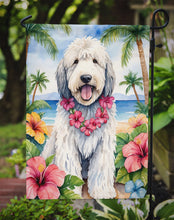 Load image into Gallery viewer, Komondor Luau Garden Flag – Tropical Dog Decor with Hibiscus &amp; Palm Leaves