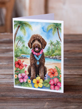 Load image into Gallery viewer, Labradoodle Luau Greeting Cards - Blank Note Cards – 8-Pack of Artist-Designed Cards with Envelopes