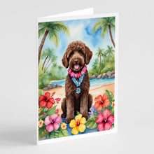 Load image into Gallery viewer, Labradoodle Luau Greeting Cards - Blank Note Cards – 8-Pack of Artist-Designed Cards with Envelopes