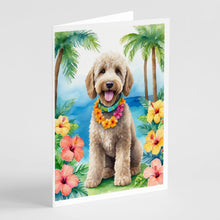 Load image into Gallery viewer, Labradoodle Luau Greeting Cards - Blank Note Cards – 8-Pack of Artist-Designed Cards with Envelopes