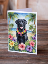 Load image into Gallery viewer, Black Labrador Retriever Luau Greeting Cards - Blank Note Cards – 8-Pack of Artist-Designed Cards with Envelopes