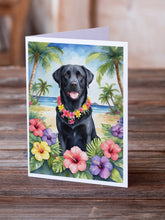 Load image into Gallery viewer, Black Labrador Retriever Luau Greeting Cards - Blank Note Cards – 8-Pack of Artist-Designed Cards with Envelopes
