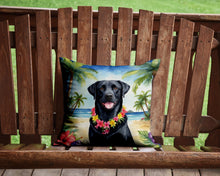 Load image into Gallery viewer, Black Labrador Retriever Luau Throw Pillow - 14x14 Decorative Pillow – Art for Your Home &amp; Patio