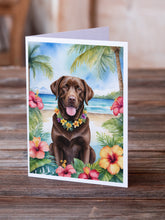 Load image into Gallery viewer, Chocolate Labrador Retriever Luau Greeting Cards - Blank Note Cards – 8-Pack of Artist-Designed Cards with Envelopes