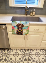 Load image into Gallery viewer, Chocolate Labrador Retriever Luau Kitchen Towel