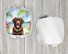 Load image into Gallery viewer, Chocolate Labrador Retriever Luau Compact Mirror – Stylish Purse Mirror with Artistic Covers