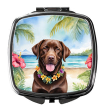 Load image into Gallery viewer, Chocolate Labrador Retriever Luau Compact Mirror – Stylish Purse Mirror with Artistic Covers