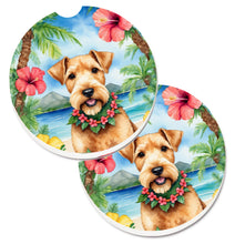 Load image into Gallery viewer, Lakeland Terrier Luau Car Coasters – Set of 2 - Absorbent Stone with Fun &amp; Functional Artwork