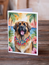 Load image into Gallery viewer, Leonberger Luau Greeting Cards - Blank Note Cards – 8-Pack of Artist-Designed Cards with Envelopes