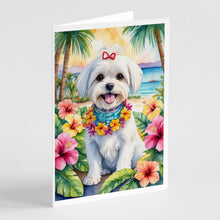 Load image into Gallery viewer, Maltese Luau Greeting Cards - Blank Note Cards – 8-Pack of Artist-Designed Cards with Envelopes