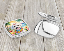 Load image into Gallery viewer, Maltese Luau Compact Mirror – Stylish Purse Mirror with Artistic Covers