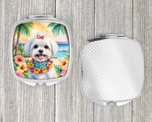 Load image into Gallery viewer, Maltese Luau Compact Mirror – Stylish Purse Mirror with Artistic Covers