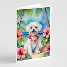 Load image into Gallery viewer, Maltese Luau Greeting Cards - Blank Note Cards – 8-Pack of Artist-Designed Cards with Envelopes