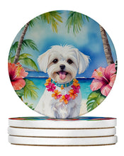Load image into Gallery viewer, Maltese Luau Large Sandstone Coasters Pack of 4
