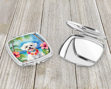 Load image into Gallery viewer, Maltese Luau Compact Mirror – Stylish Purse Mirror with Artistic Covers