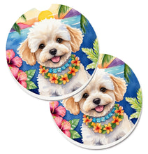 Load image into Gallery viewer, Maltipoo Luau Car Coasters – Set of 2 - Absorbent Stone with Fun &amp; Functional Artwork