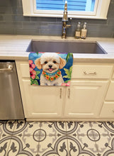 Load image into Gallery viewer, Maltipoo Luau Kitchen Towel