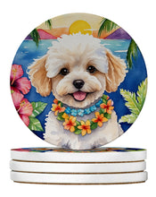 Load image into Gallery viewer, Maltipoo Luau Large Sandstone Coasters Pack of 4