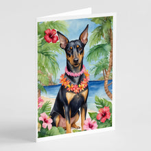Load image into Gallery viewer, Manchester Terrier Luau Greeting Cards - Blank Note Cards – 8-Pack of Artist-Designed Cards with Envelopes