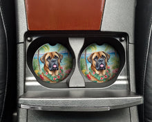 Load image into Gallery viewer, Mastiff Luau Car Coasters – Set of 2 - Absorbent Stone with Fun &amp; Functional Artwork