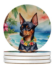 Load image into Gallery viewer, Miniature Pinscher Luau Large Sandstone Coasters Pack of 4