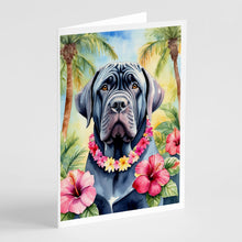 Load image into Gallery viewer, Neapolitan Mastiff Luau Greeting Cards - Blank Note Cards – 8-Pack of Artist-Designed Cards with Envelopes