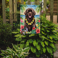 Load image into Gallery viewer, Newfoundland Luau Garden Flag – Tropical Dog Decor with Hibiscus &amp; Palm Leaves