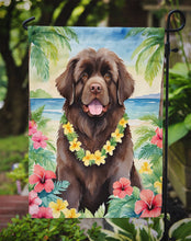 Load image into Gallery viewer, Newfoundland Luau Garden Flag – Tropical Dog Decor with Hibiscus &amp; Palm Leaves
