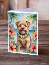 Load image into Gallery viewer, Norfolk Terrier Luau Greeting Cards - Blank Note Cards – 8-Pack of Artist-Designed Cards with Envelopes