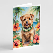 Load image into Gallery viewer, Norfolk Terrier Luau Greeting Cards - Blank Note Cards – 8-Pack of Artist-Designed Cards with Envelopes